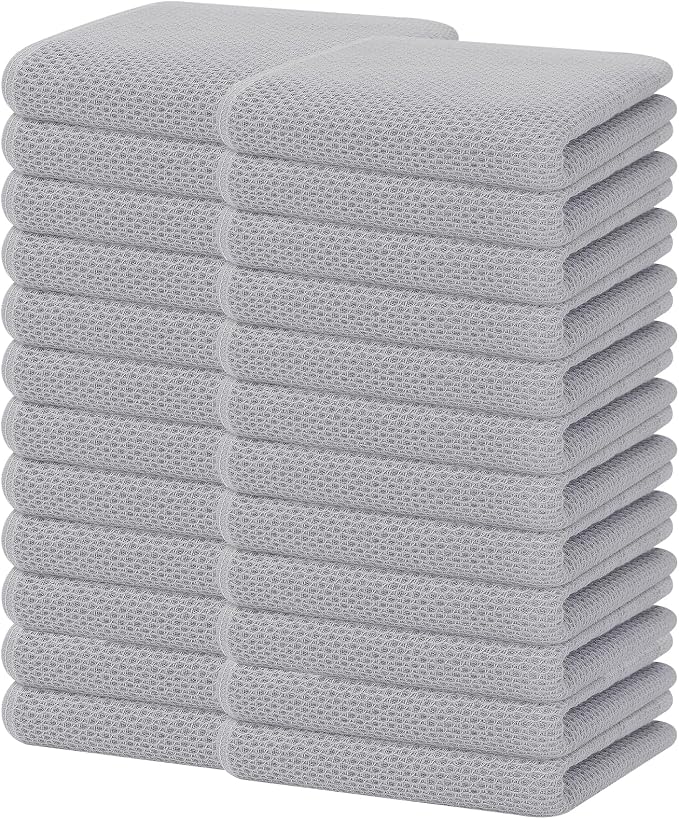 Homaxy 100% Cotton Waffle Weave Kitchen Dish Towels 24-Pack, Light Gray | 13 x by Homaxy