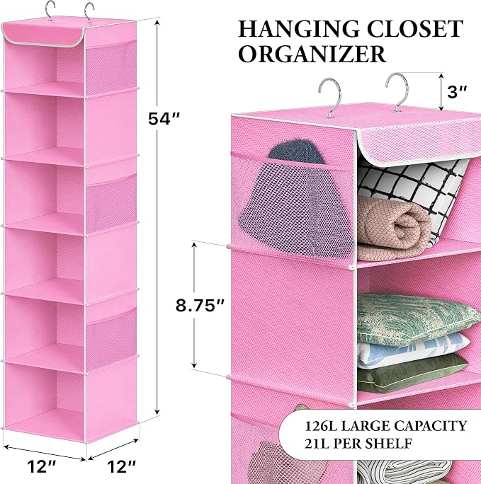Simple Houseware 6 Shelf Hanging Closet Organizer, Top Support Metal Frame - Image 2