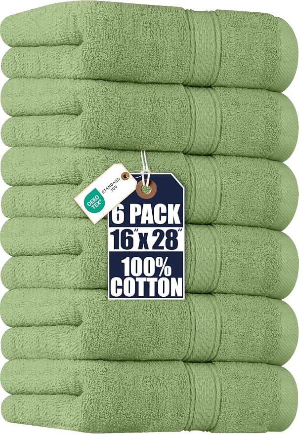 Utopia Towels 6 Pack Premium Hand Towels 16x28 in 600 GSM Cotton Sage Green | by Unknown