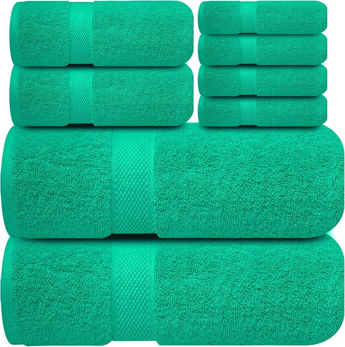 Infinitee Xclusives 100% Cotton Bath Towel Set – 8 Piece Bathroom Towel Set | – by InfiniteeXclusives