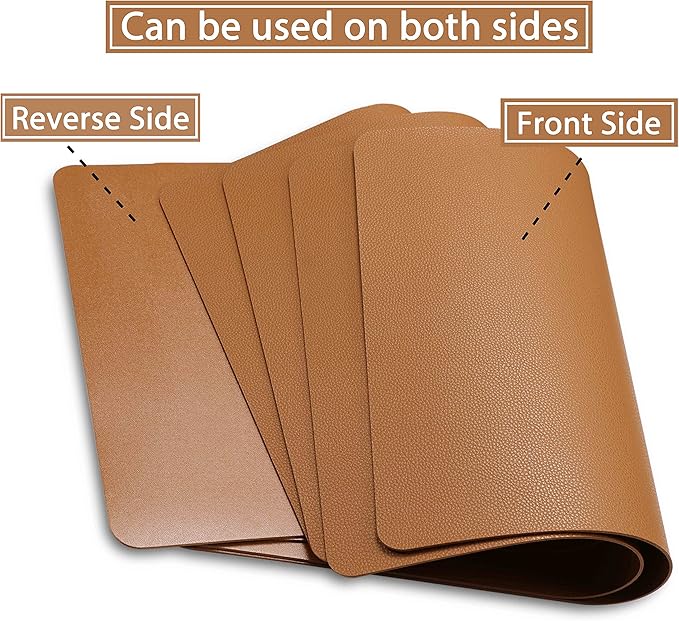 Fall Placemats Set of 4 Wipeable Table Mats Easy to Clean Waterproof Kitchen Mats for Dining Table Outdoor Indoor (4, Brown)