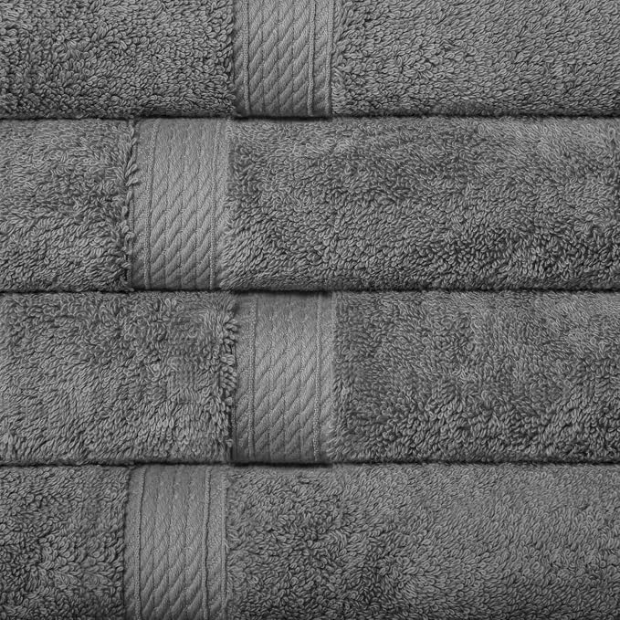 SUPERIOR Egyptian Cotton Plush & Absorbent, Hand Towel Set of 4, Charcoal | - Image 3