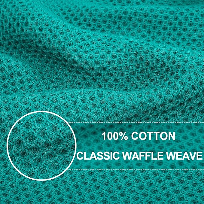 Homaxy 100% Cotton Waffle Weave Kitchen Dish Towels 6-Pack, Teal | 13 x 28 - Image 2