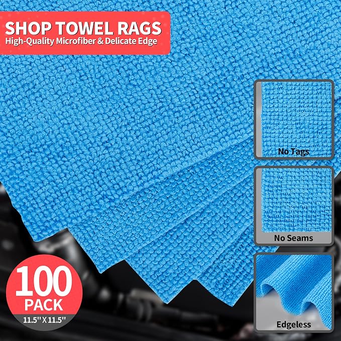 Shop Towels, 100 Pack Microfiber Towels - Image 2