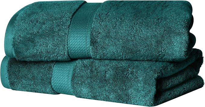 SUPERIOR Egyptian Cotton Plush & Absorbent, Bath Towel Set of 2, Teal | Quick by SUPERIOR
