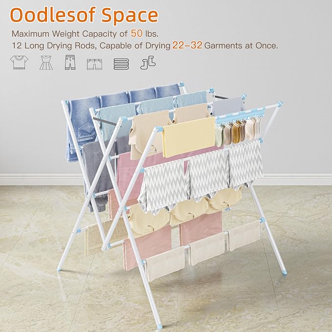 Drying Rack Clothing, 12 Drying Poles - Image 6