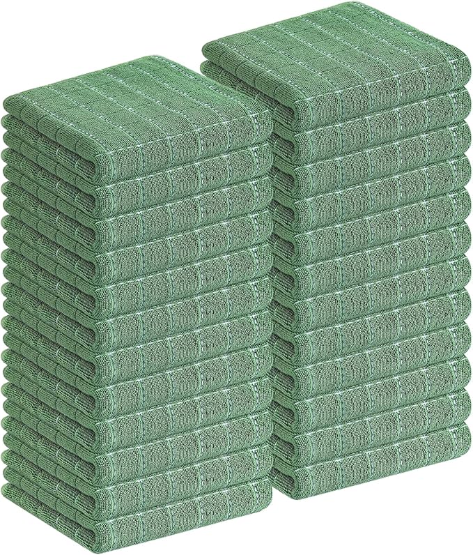 Homaxy 100% Cotton Terry Kitchen Towels, 24 Pack, Grass Green by Homaxy