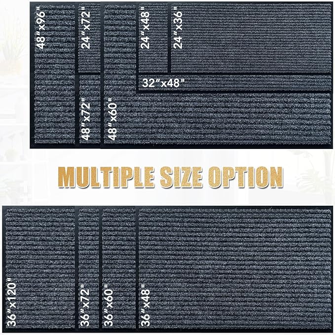 Front Door Mat,3'x6'Indoor Outdoor Door Mat,Heavy Duty Durable Welcome,Commercial Floor Mats Inside Outside Entrance, Waterproof All-Season, All-Weather Non Slip Backing Doormat for Entryway,Black