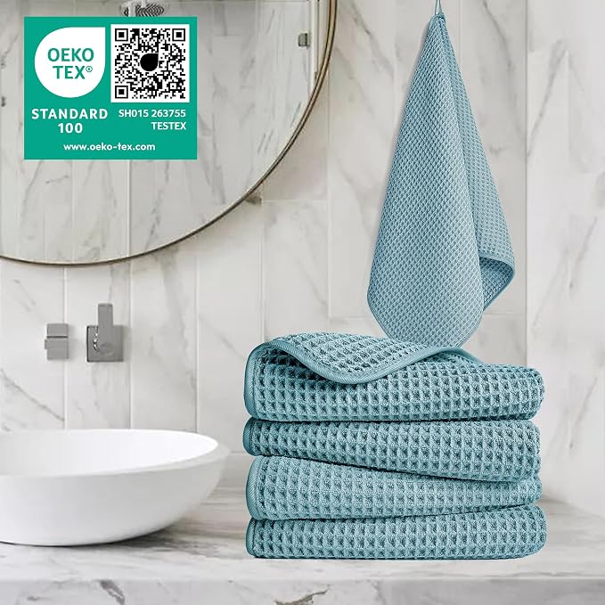 POLYTE 430 GSM Poly Blend Microfiber Quick Dry Waffle Hand Towel, 16x30 in | 4 - Image 2