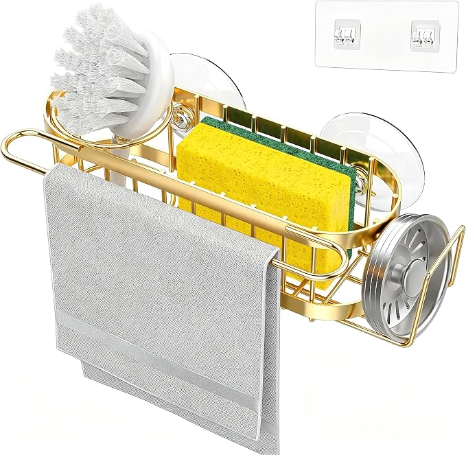 Cisily Kitchen Sink Caddy Sponge Holder in The Sink, Stainless Steel Kitchen - Image 7