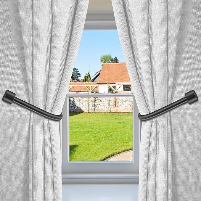 HIKMLK Minimalist Curtain Holdbacks 2pcs, 100% Cast Iron Solid Heavy Duty Metal - Image 2
