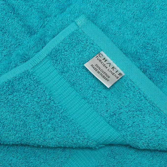 Chakir Turkish Linens 100% Cotton 4-Pack Hand Towels 16x30, Aqua | Premium - Image 3