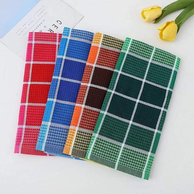 Bright Large Kitchen Towels, 16 Inch x 26 Inch Buffalo Check Dish Towels - Image 2