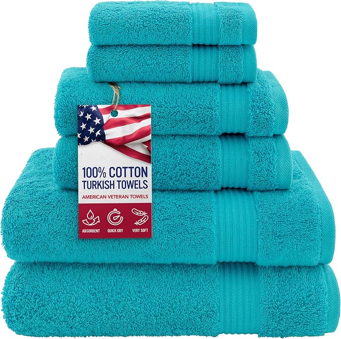 American Veteran Towel, 100% Cotton Turkish 6 Piece Towel Set Luxury Towels Set by AmericanVeteranTowel