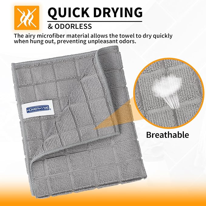 Microfiber Hand Bath Towels, 6 Pack 25''*15'' Grey Bathroom Hand Towels - Image 6