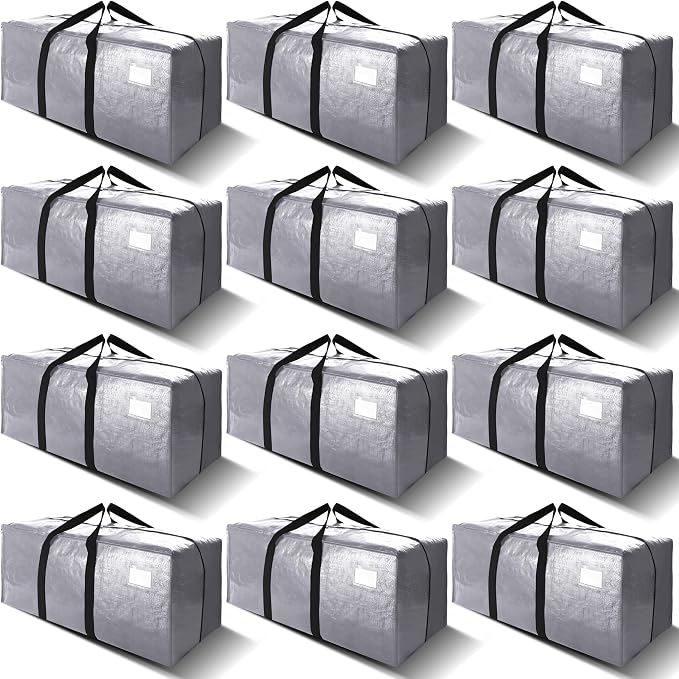 VELVETSURE 12 Pack Heavy Duty Extra Large Moving Bags W/Backpack Straps by VELVETSURE