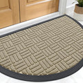 OLANLY Half Circle Door Mat Outside Entrance 29.5x17, Absorbent, Heavy Duty Sturdy Natural Rubber Doormat Indoor Outdoor, Fade Resistant, Non-Slip Backing Low Profile Floor Mat for Entryway, Beige
