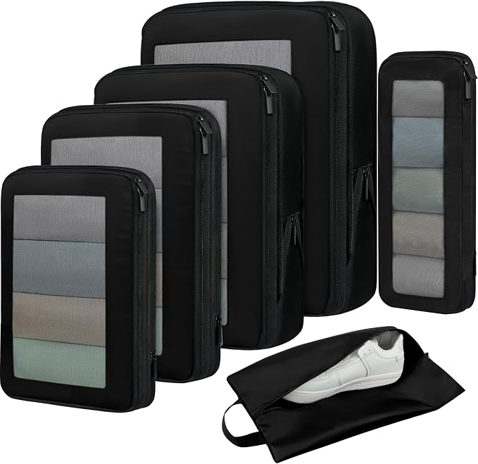 BAGAIL 4 Set/6 Set/8 Set Compression Packing Cubes Travel Accessories by BAGAIL
