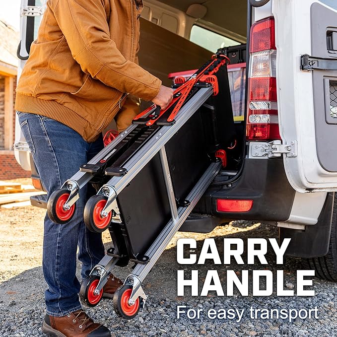 Crescent SITERUNNER, 3 Shelf Heavy Duty Folding Jobsite Cart - 300-lb Capacity, F3SCBL