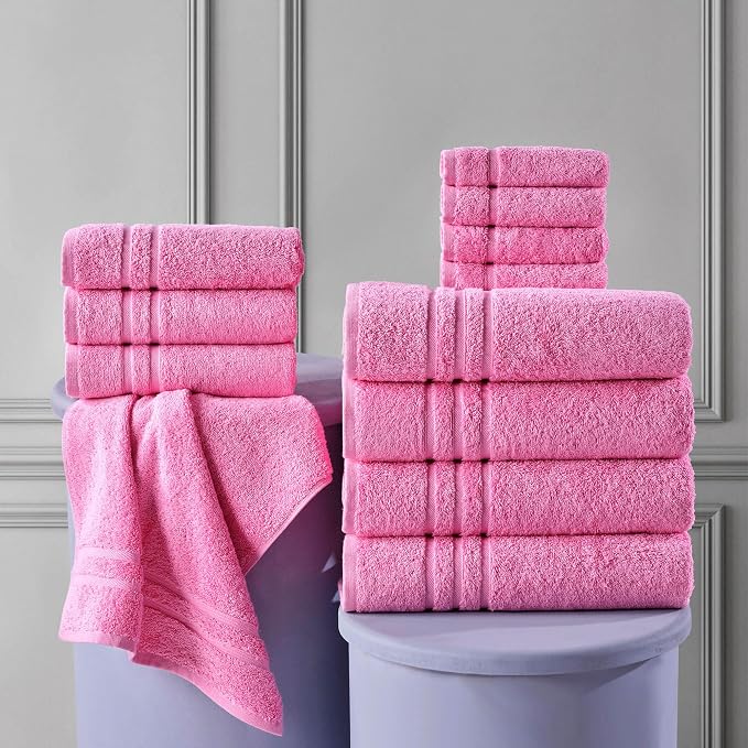 Hawmam Linen Pink Bath Towels 4 Pack Soft and Absorbent - Image 2
