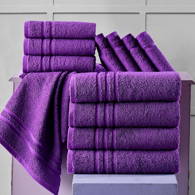 Hawmam Linen Lilac Purple Bath Towels 4 Pack Soft and Absorbent - Image 5