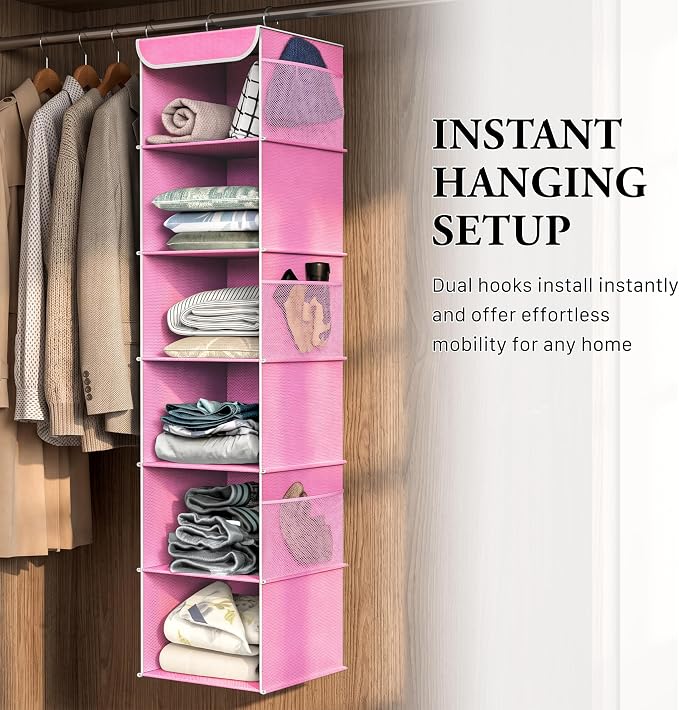 Simple Houseware 6 Shelf Hanging Closet Organizer, Top Support Metal Frame - Image 6