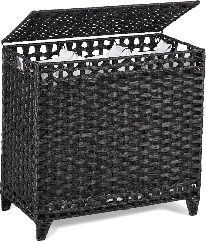 Laundry Hamper with 3 Removable Liner Bags, 132L Laundry Sorter with Lid by Hermina