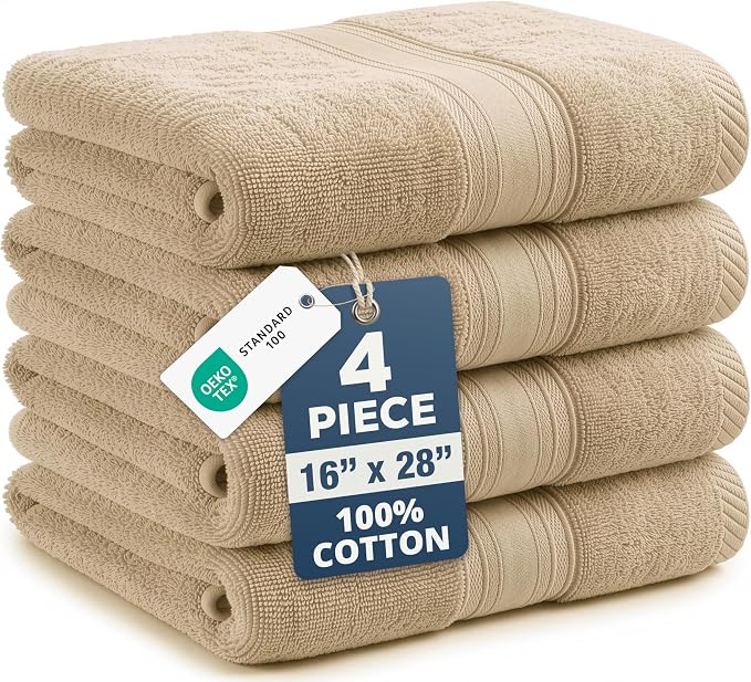 LANE LINEN Hand Towels Cotton 100% Cotton 4 Pack Soft Absorbent by LaneLinen
