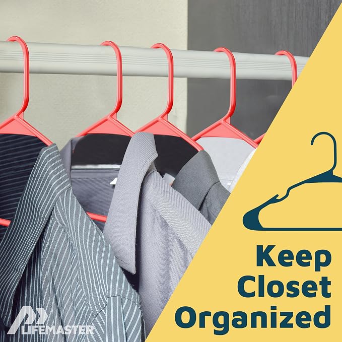 Lifemaster Plastic Clothes Hangers – Heavy Duty Hanger Set, - Image 5
