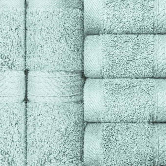 Superior Egyptian Cotton Plush & Absorbent, Face Towel Set of 6, Sea Foam | - Image 4