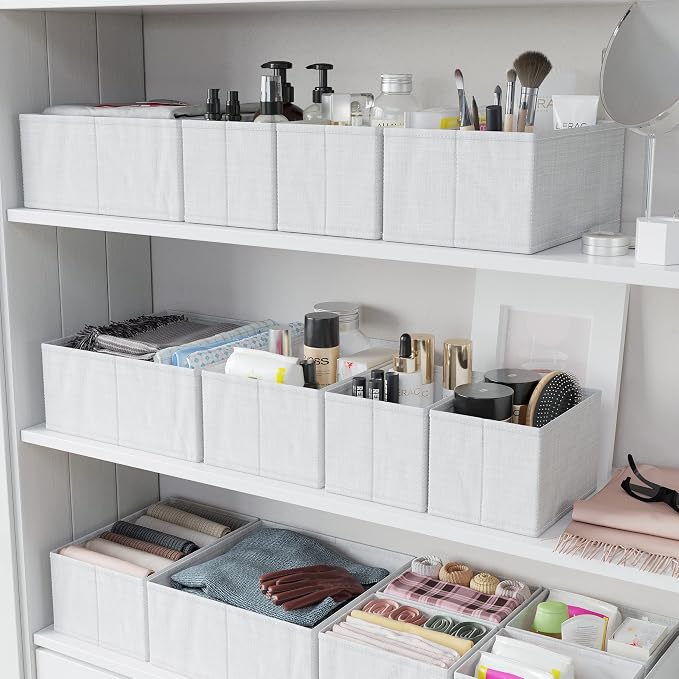 Drawer Organizer Clothes Set of 12 White-Grey - Image 6