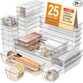 KEMETHY 25 PCS Plastic Drawer Organizers Set, 4 Sizes Vanity Organizer | Makeup by KEMETHYFocusesonCreatingEfficientStorageProductswithQualityMaterials