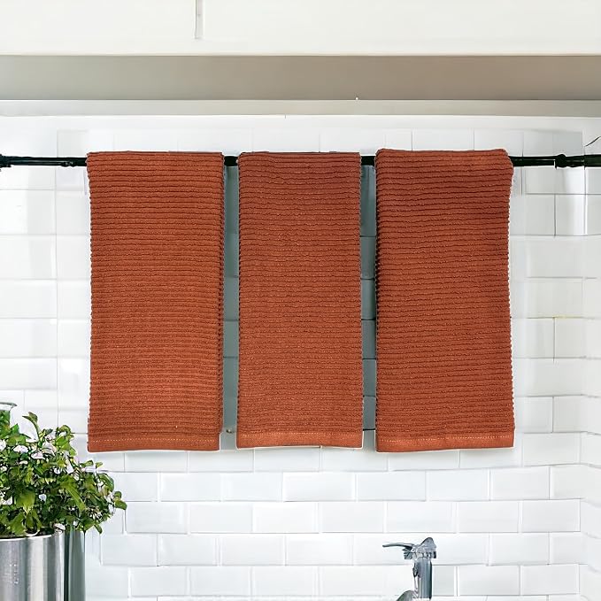 Cinnamon Maroon Rust Kitchen Dish Towels, 100% Cotton - Image 3