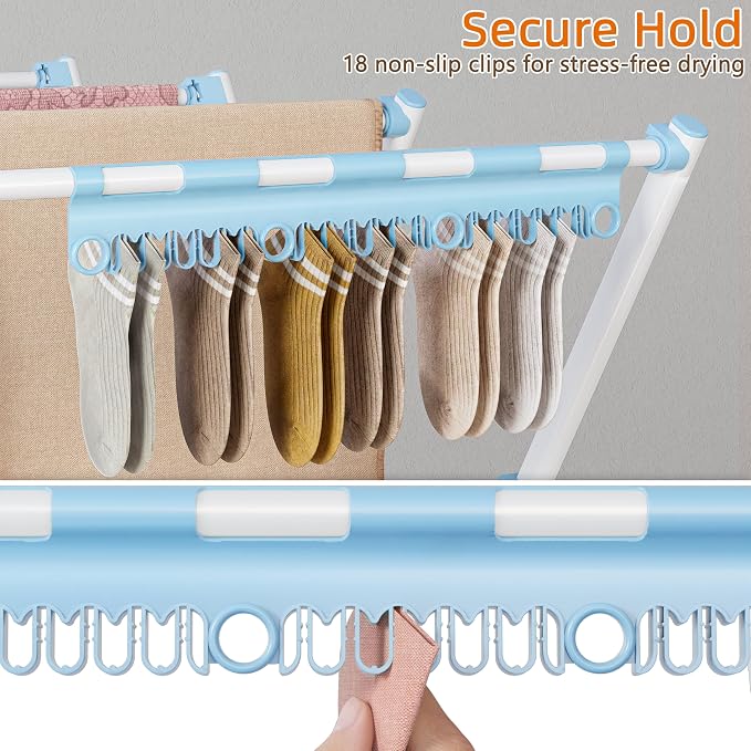 Drying Rack Clothing, 35.43in Long Drying Poles Large Clothes Drying Rack | - Image 8