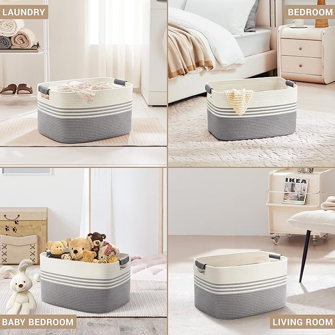 72L Large Woven Laundry Basket Hamper - Image 4