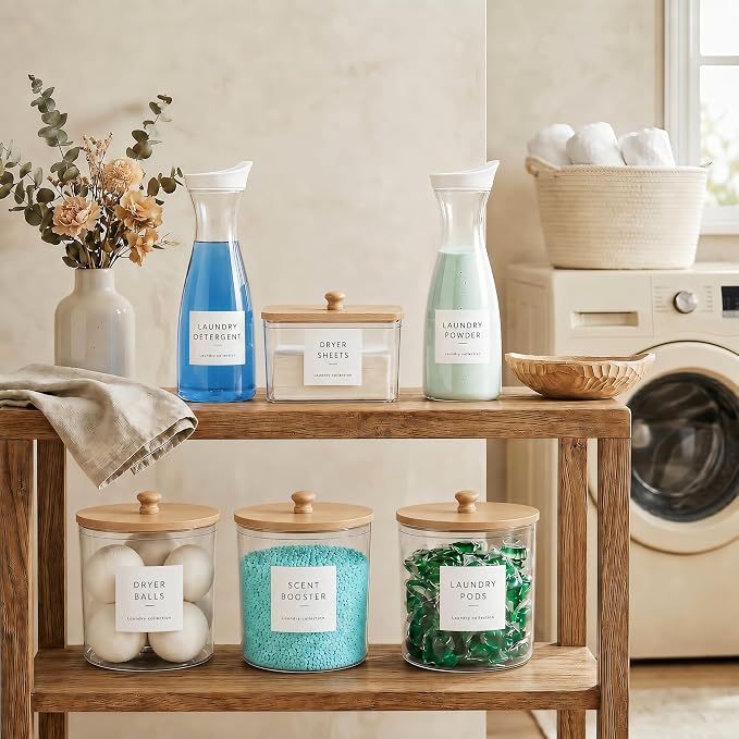 Laundry Room Organization Set, 4 Laundry Containers, 2 detergent dispenser - Image 2