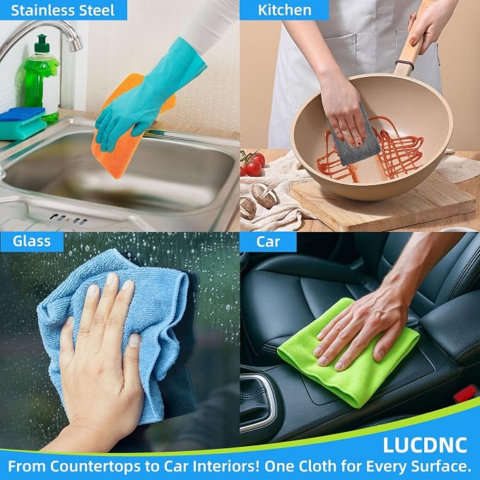 lucdnc Microfiber Cleaning Cloths 16 Pack 8 Colors 11.5"x11.5" - Image 4