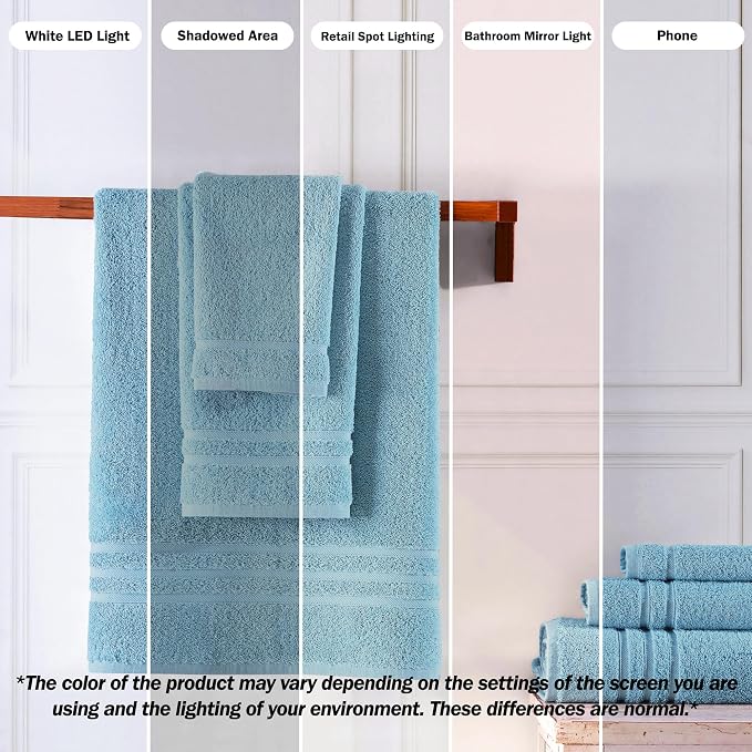 Hawmam Linen Light Blue Hand Towels 4 Pack Turkish Cotton Premium Quality Soft - Image 3