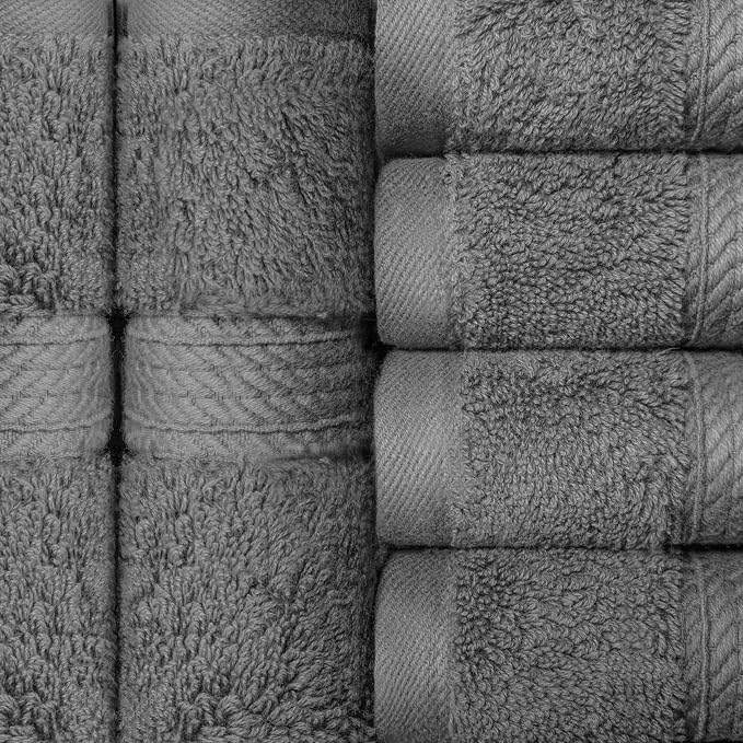 Superior Egyptian Cotton Plush & Absorbent, Face Towel Set of 6, Charcoal | - Image 3