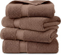 Superior Egyptian Cotton Plush & Absorbent, Bath Towel Set of 4, Chocolate | by SUPERIOR