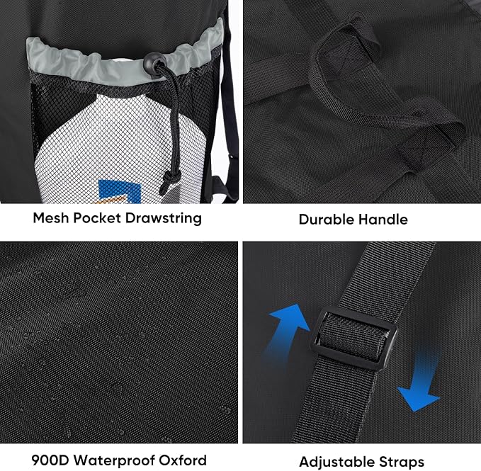 BALEINE 2PK 120L Laundry Bag Backpack, 900D Oxford Fabric Large Travel Laundry - Image 5