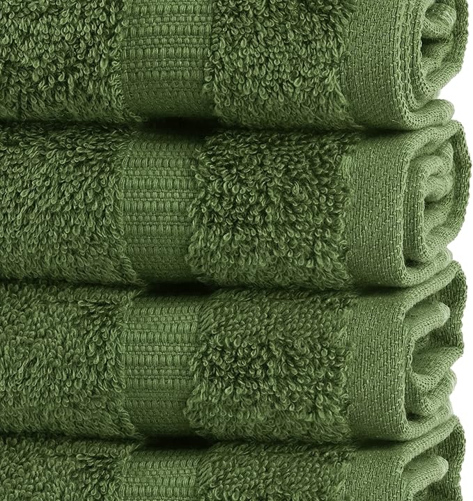 Chakir Turkish Linens 100% Cotton 4-Pack Washcloths 13x13, Moss | Premium - Image 3