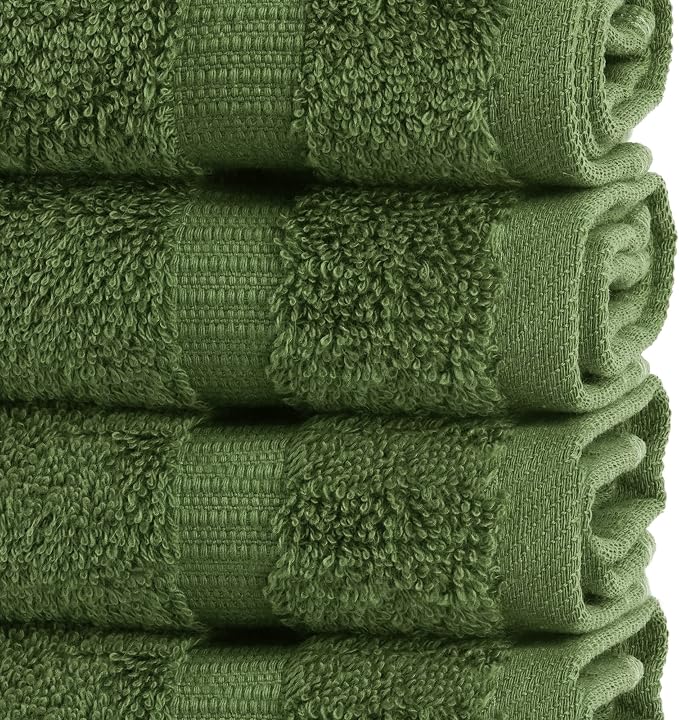 Chakir Turkish Linens 100% Cotton 12-Pack Washcloths 13x13, Moss | Premium - Image 3