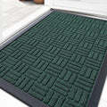 OLANLY Front Door Mat Outside Entrance 35x23, Absorbent, Heavy Duty Sturdy Natural Rubber Doormat Indoor Outdoor, Non-Slip, Stain and Fade Resistant, Low Profile Floor Mat for Entryway, Black Green