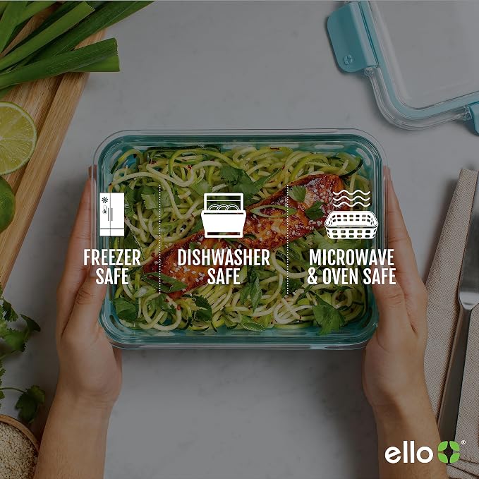 Ello Duraglass 3.4 Cup Glass Meal Prep Containers, 3 Pack, Mixed Berry | Glass - Image 4