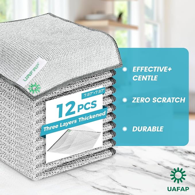12pcs Upgrade 3-Layer Non-Scratch Steel Wool Dish Rags - Image 8