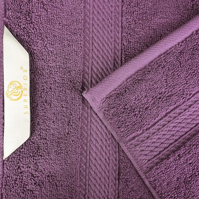 SUPERIOR Egyptian Cotton Ultra Plush & Absorbent, 8 Piece Set, Plum | Quick Dry - Image 9
