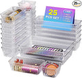 25 PCS Clear Plastic Drawer Organizer Set, Makeup Organizer Trays | 4-Size Desk by Okylvve