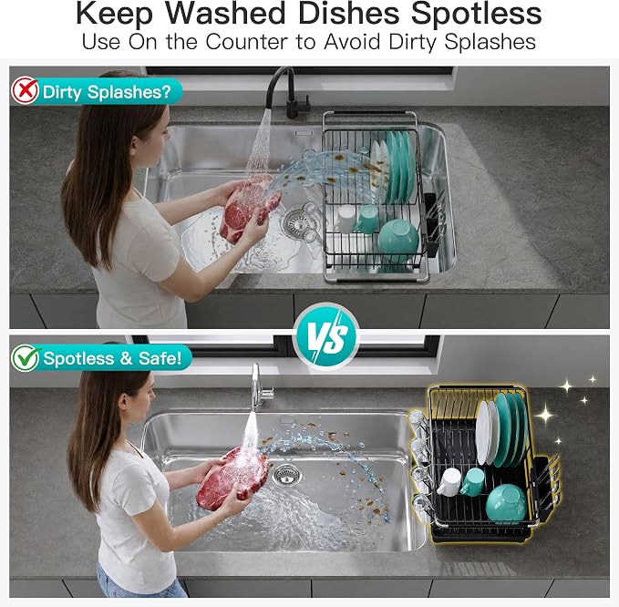 JASIWAY Black Dish Drying Rack in Sink - Image 4