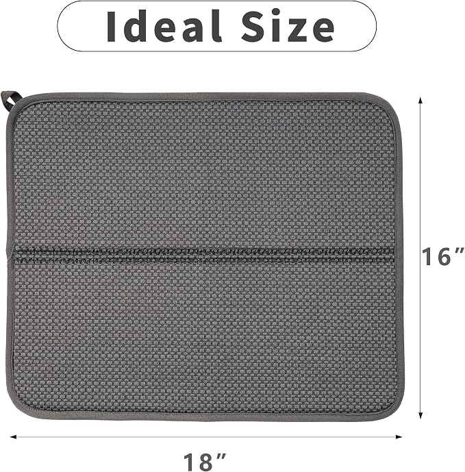 FRESHMINT Dish Drying Mats 2 Pack, Ultra Absorbent, Microfiber, Washable & - Image 5